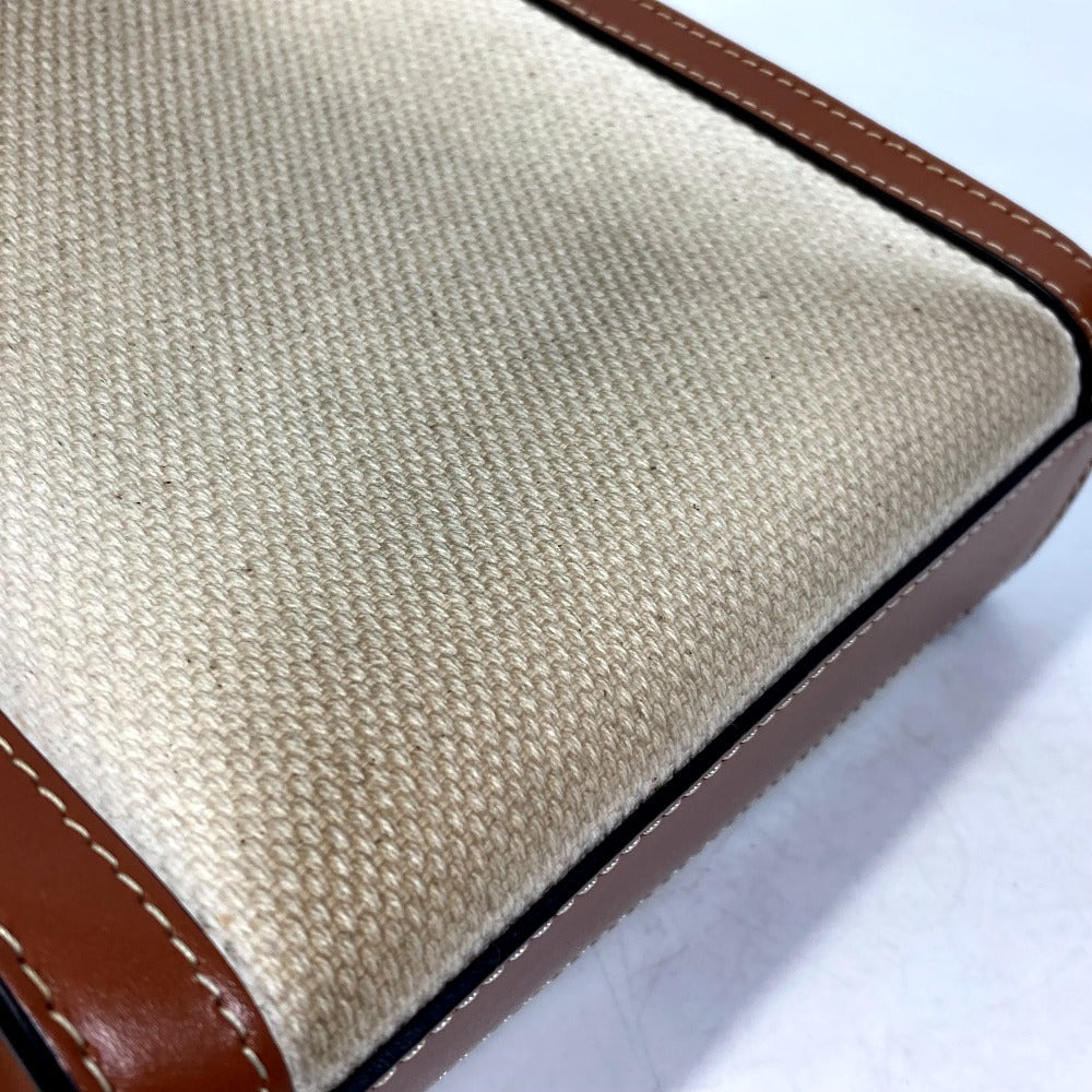 CELINE Shoulder Bag 193302DCI.02NT Canvas / leather beige Carriage Vertical hippo mini Women Secondhand