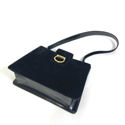 CELINE Shoulder Bag Velor / leather black Gamaguchi vintage Women Secondhand