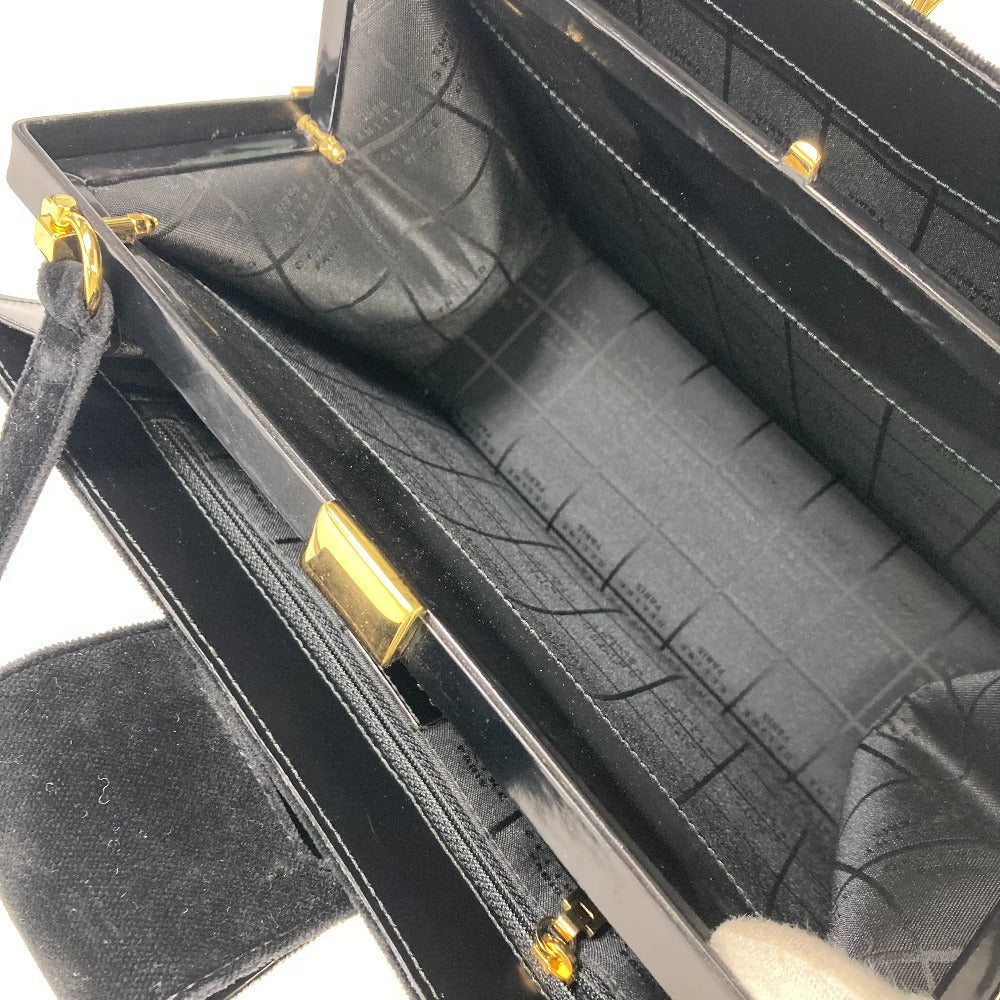 CELINE Shoulder Bag Velor / leather black Gamaguchi vintage Women Secondhand