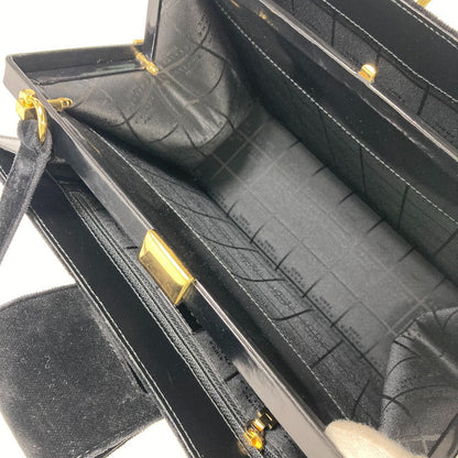 CELINE Shoulder Bag Velor / leather black Gamaguchi vintage Women Secondhand
