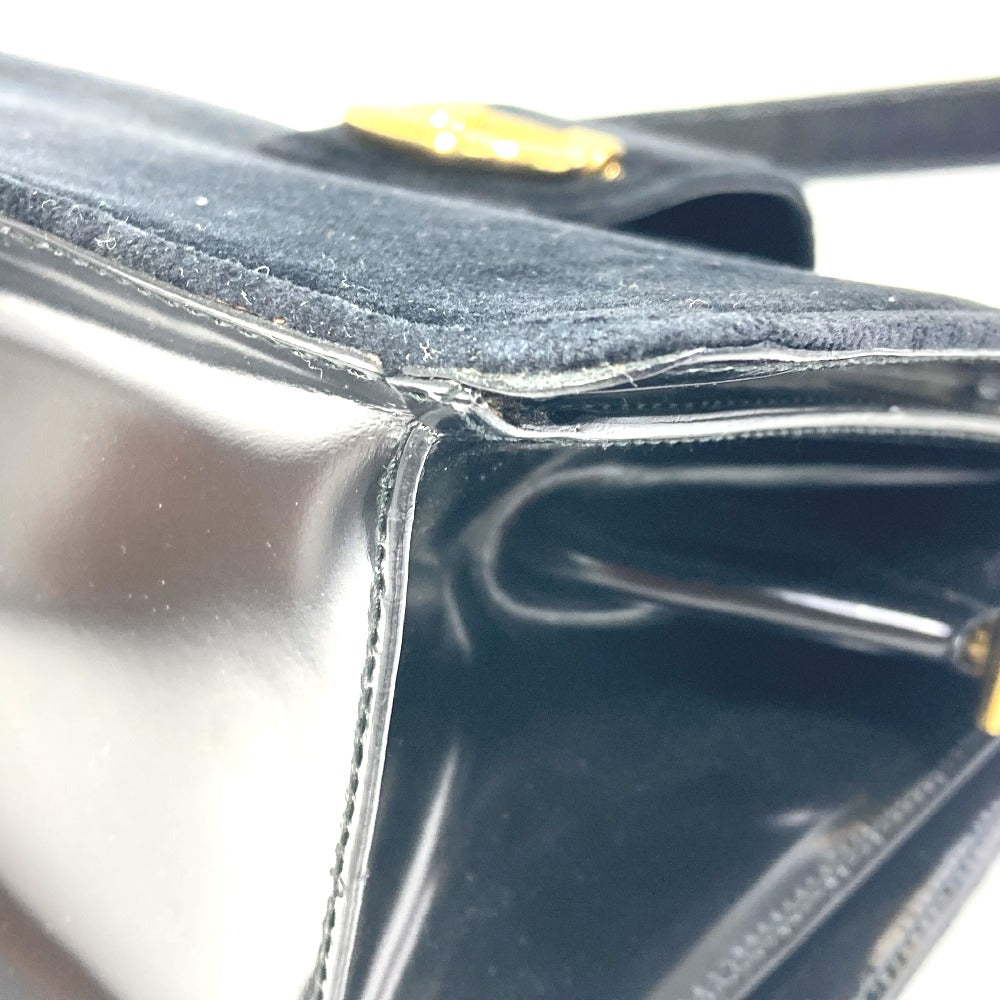 CELINE Shoulder Bag Velor / leather black Gamaguchi vintage Women Secondhand