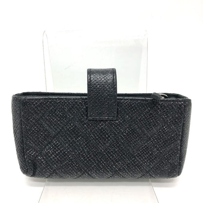 CHANEL Pouch leather black CC COCO Mark Matrasse Women Used