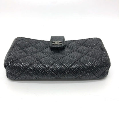 CHANEL Pouch leather black CC COCO Mark Matrasse Women Used