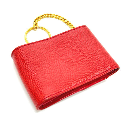 CHANEL Cigarette case Caviar skin Red CC COCO Mark mini Women Used