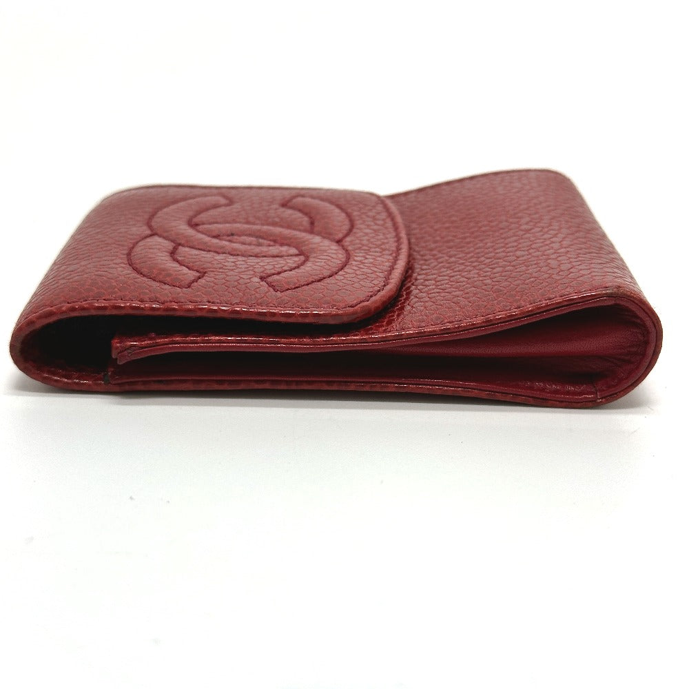 CHANEL Cigarette case Caviar skin Red CC COCO Mark mini Women Used