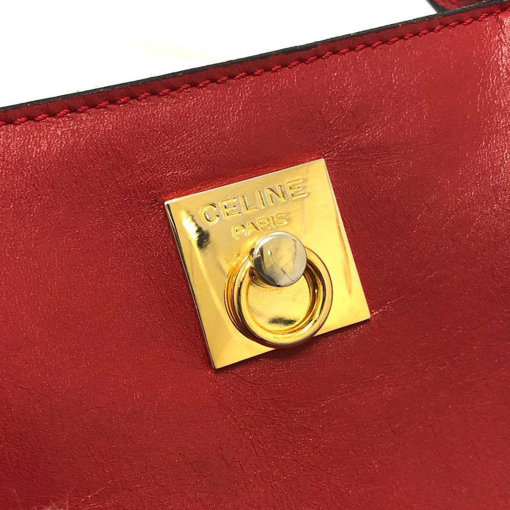 CELINE Handbag leather Red Mini tote Women Used