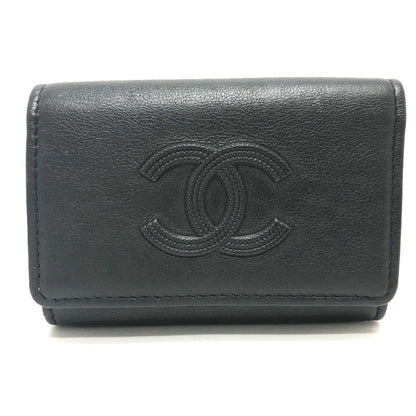 CHANEL Key case Key holder  leather black COCO Mark 4 stations with key ring Women Used