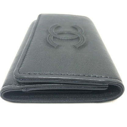 CHANEL Key case Key holder  leather black COCO Mark 4 stations with key ring Women Used