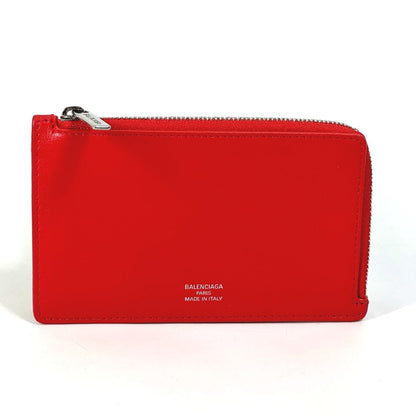 BALENCIAGA Card Case 736734 leather Red logo fragment case card coin holder unisex(Unisex)