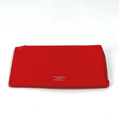 BALENCIAGA Card Case 736734 leather Red logo fragment case card coin holder unisex(Unisex)