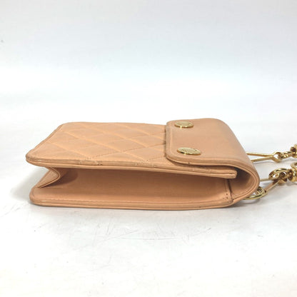 CHANEL Shoulder Bag lambskin Pink type neck pouch smartphone pouch Matelasse Pouch Quilting Women Used