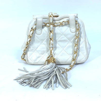 CHANEL Waist bag lambskin white COCO Mark CC Matrasse quilting Women Used