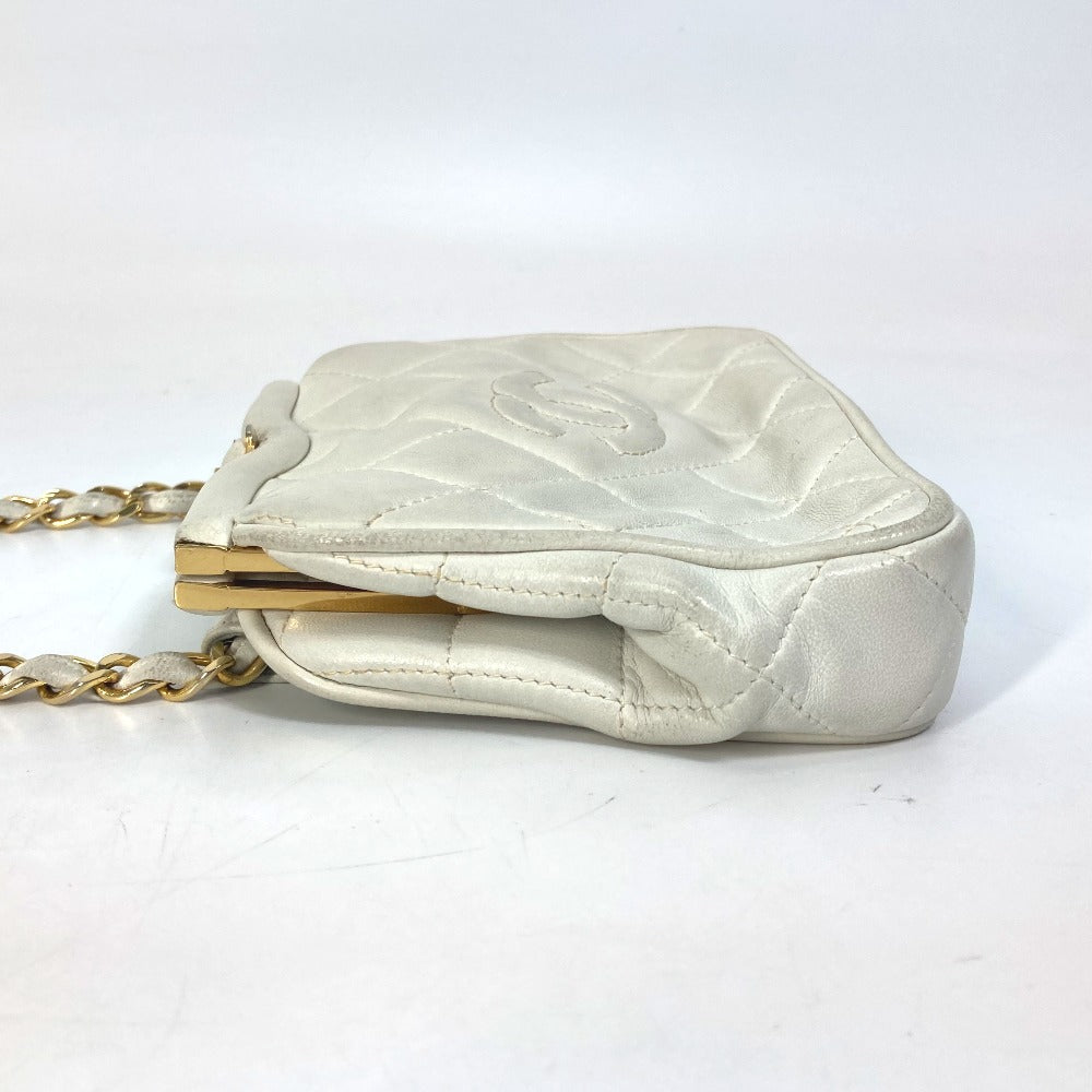 CHANEL Waist bag lambskin white COCO Mark CC Matrasse quilting Women Used