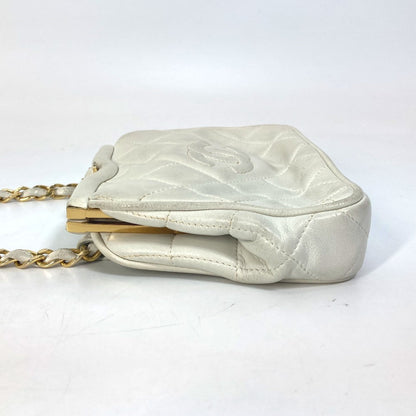 CHANEL Waist bag lambskin white COCO Mark CC Matrasse quilting Women Used