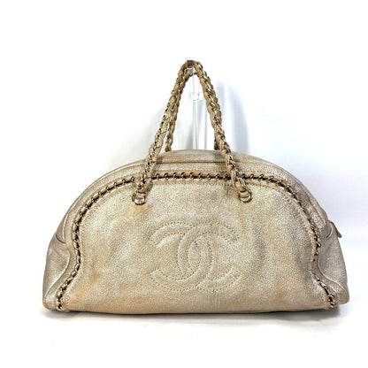 CHANEL Shoulder Bag A31405 leather Champagne Gold CC COCO Mark Mini Boston Duffel bag Luxury line Women Used