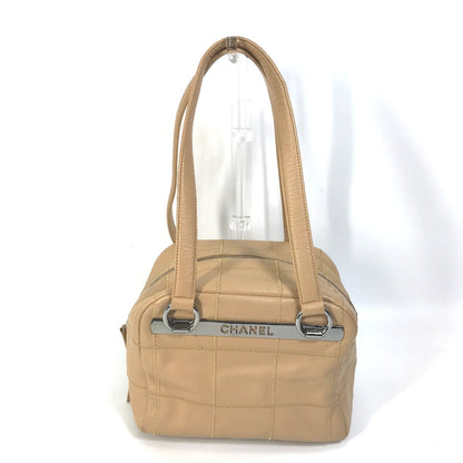 CHANEL Handbag lambskin beige Shoulder Bag Shoulder Bag chocolate bar quilting Women Used
