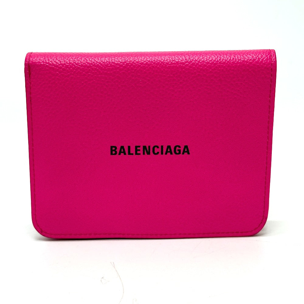 BALENCIAGA Folded wallet leather pink logo Ville unisex(Unisex)