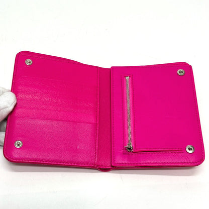 BALENCIAGA Folded wallet leather pink logo Ville unisex(Unisex)