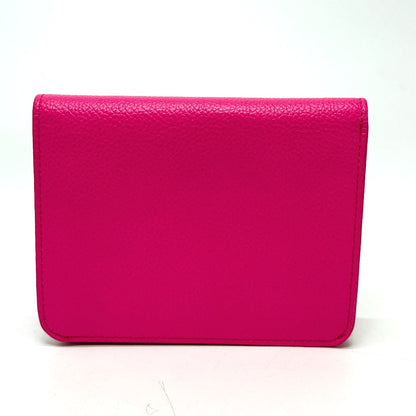 BALENCIAGA Folded wallet leather pink logo Ville unisex(Unisex)