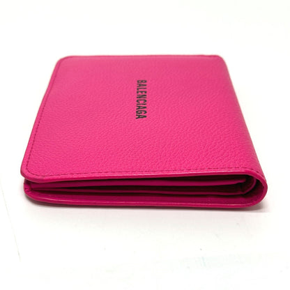 BALENCIAGA Folded wallet leather pink logo Ville unisex(Unisex)