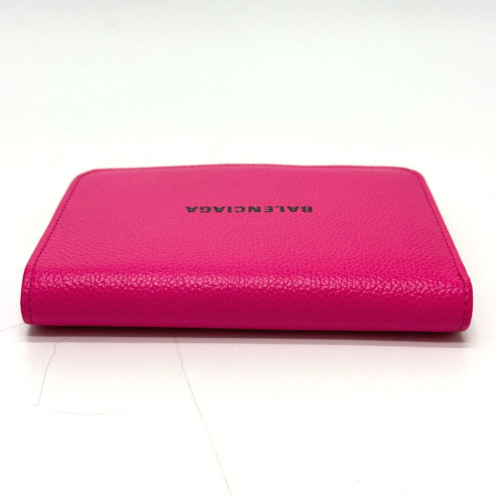 BALENCIAGA Folded wallet leather pink logo Ville unisex(Unisex)