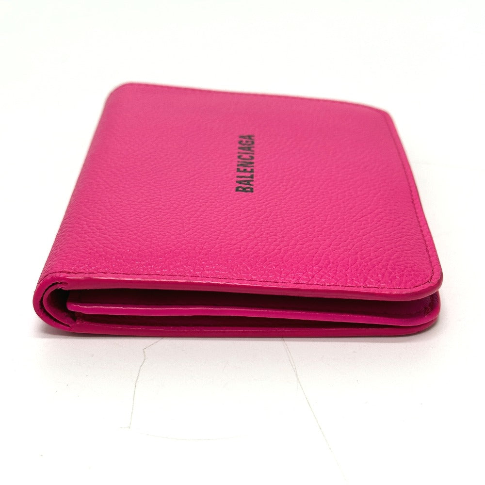 BALENCIAGA Folded wallet leather pink logo Ville unisex(Unisex)