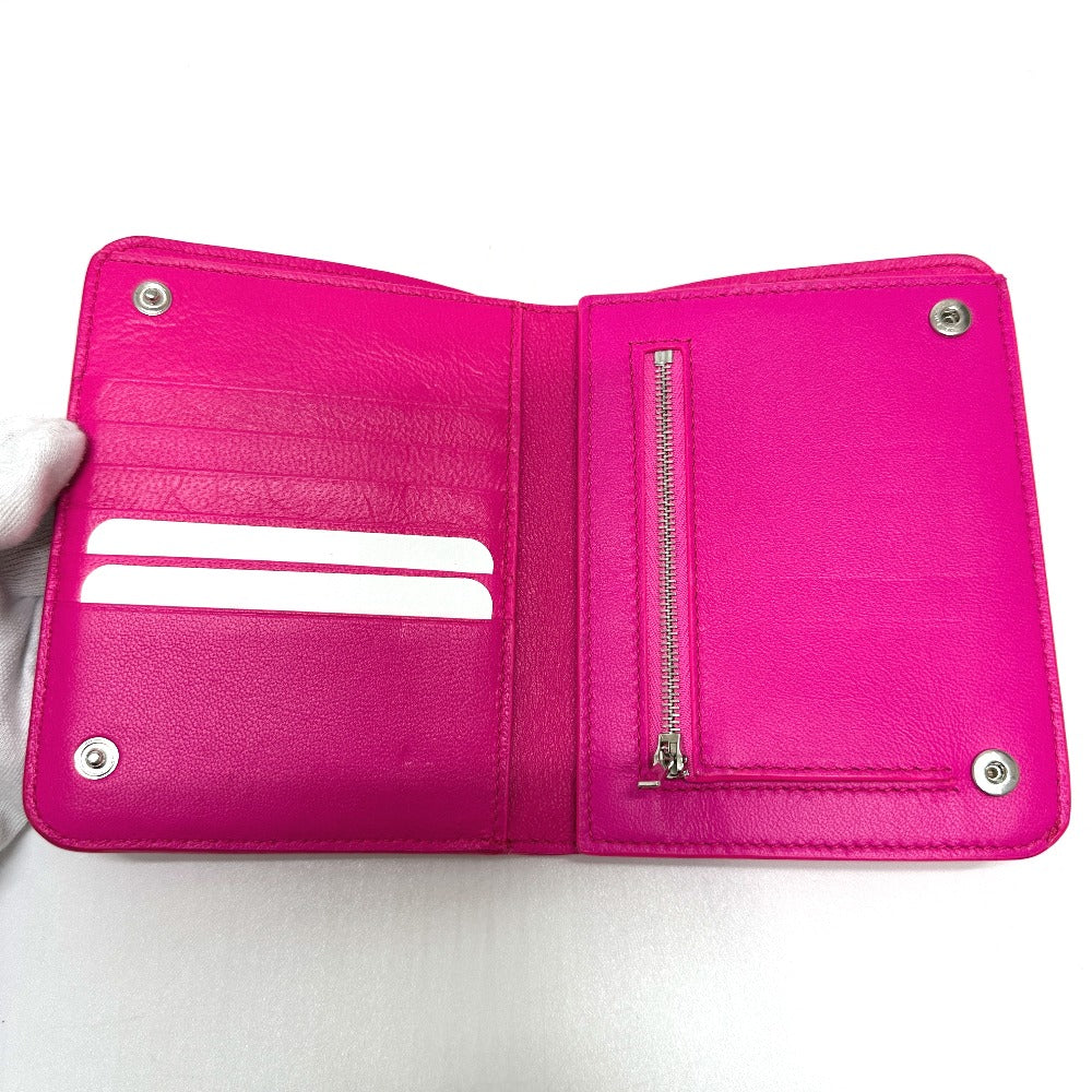 BALENCIAGA Folded wallet leather pink logo Ville unisex(Unisex)