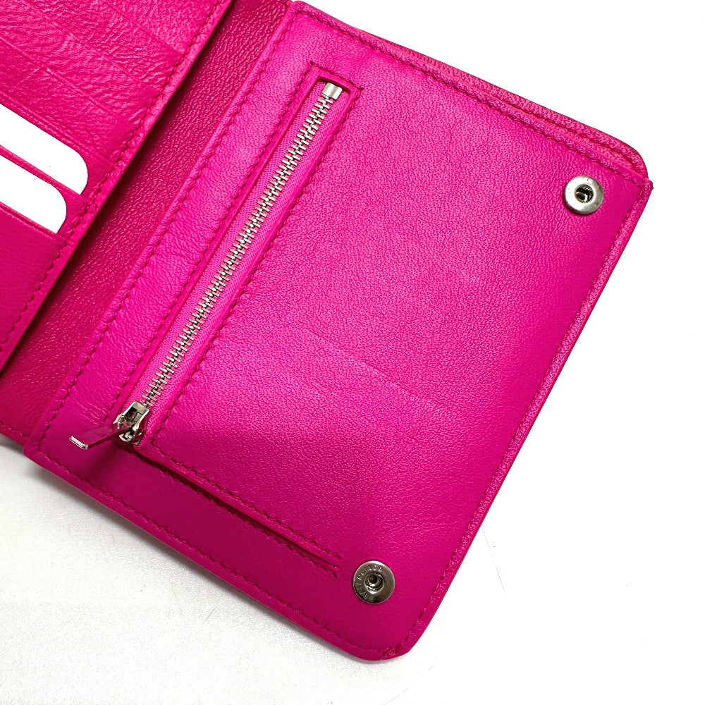 BALENCIAGA Folded wallet leather pink logo Ville unisex(Unisex)