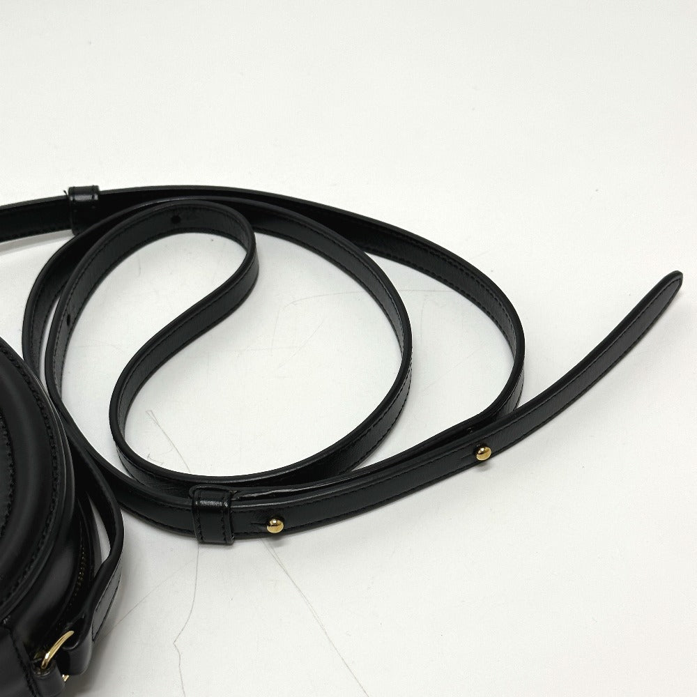 CELINE Shoulder Bag leather black Triomphe Oval Purse Cuir Women Used