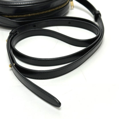CELINE Shoulder Bag leather black Triomphe Oval Purse Cuir Women Used