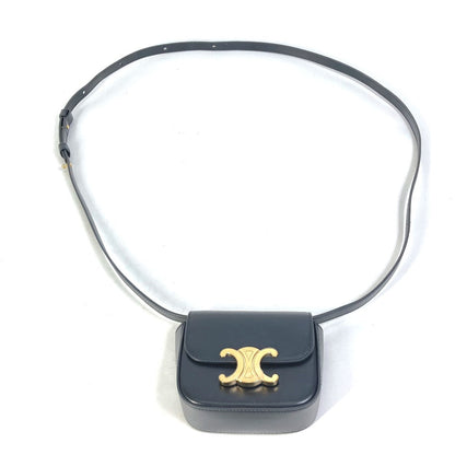 CELINE Shoulder Bag leather black Pochette mini triomphe Women Used