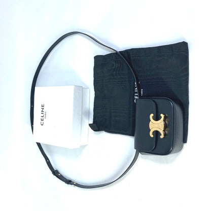CELINE Shoulder Bag leather black Pochette mini triomphe Women Used