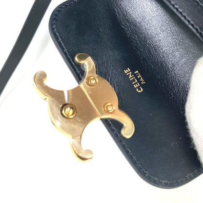 CELINE Shoulder Bag leather black Pochette mini triomphe Women Used