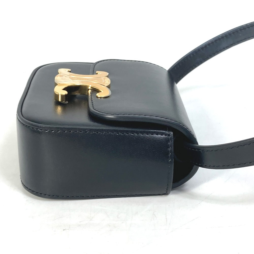 CELINE Shoulder Bag leather black Pochette mini triomphe Women Used