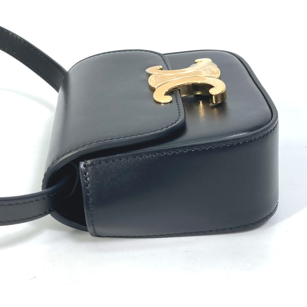 CELINE Shoulder Bag leather black Pochette mini triomphe Women Used