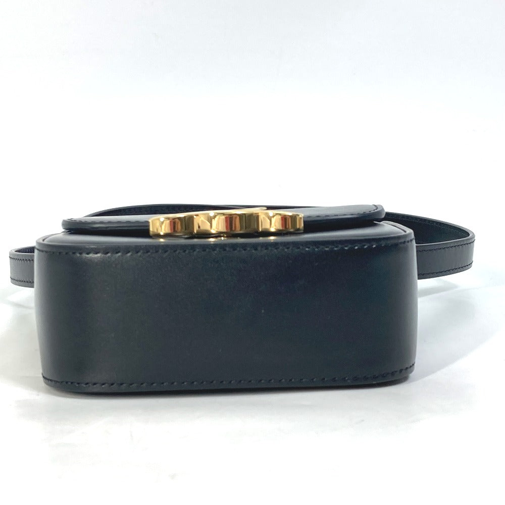 CELINE Shoulder Bag leather black Pochette mini triomphe Women Used
