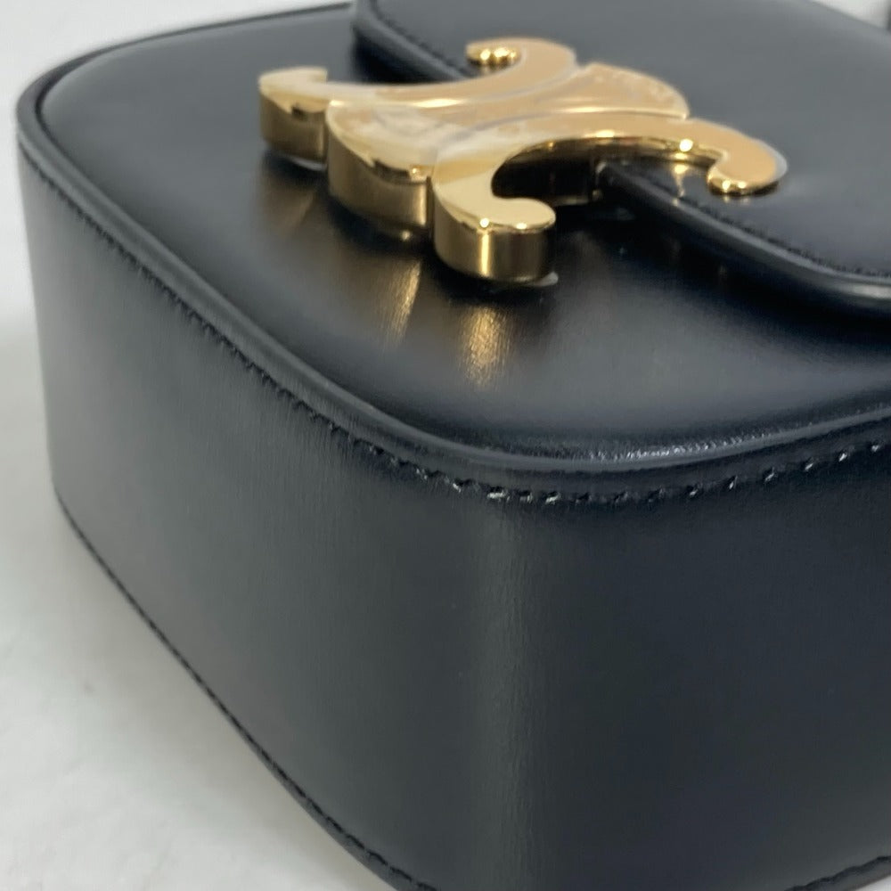 CELINE Shoulder Bag leather black Pochette mini triomphe Women Used