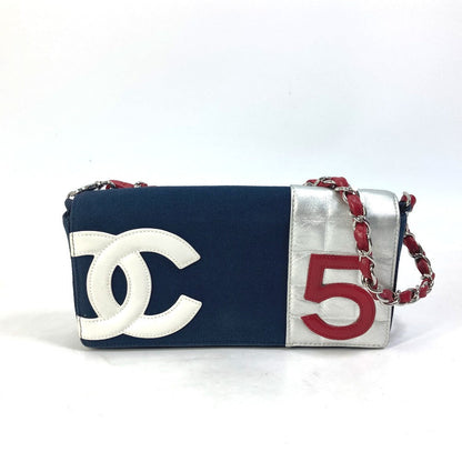 CHANEL Shoulder Bag Canvas / leather Navy vintage NO.5 Number 5 Women Used