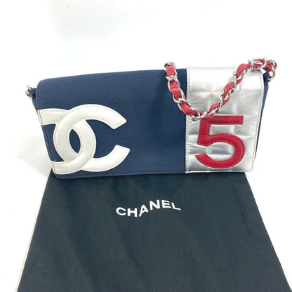 CHANEL Shoulder Bag Canvas / leather Navy vintage NO.5 Number 5 Women Used