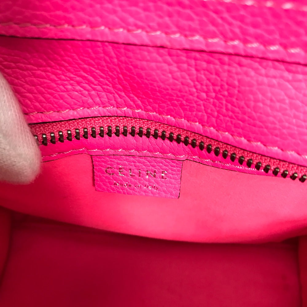 CELINE Handbag 189243 leather pink Tote Bag Bag Crossbody luggage nano shopper Women Used