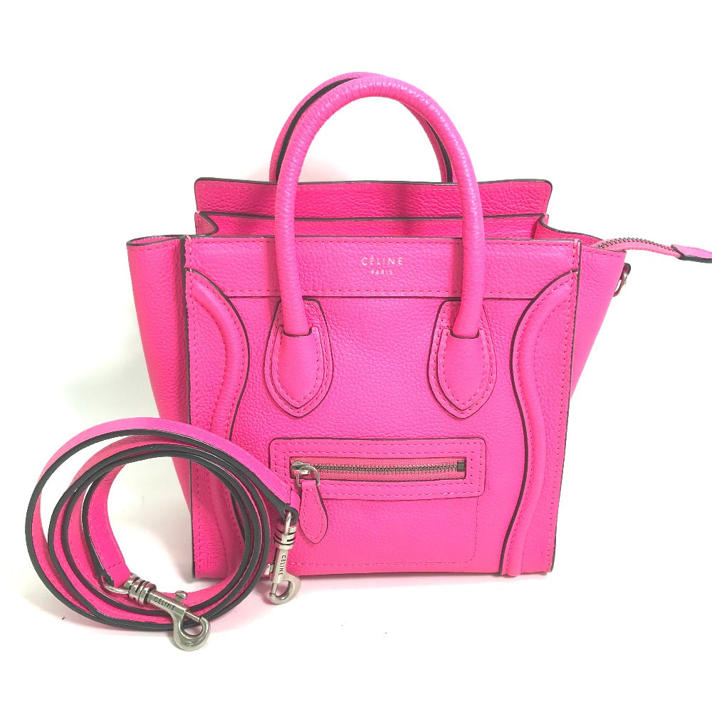 CELINE Handbag 189243 leather pink Tote Bag Bag Crossbody luggage nano shopper Women Used