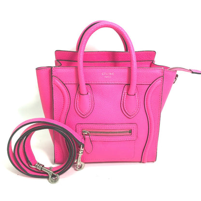 CELINE Handbag 189243 leather pink Tote Bag Bag Crossbody luggage nano shopper Women Used