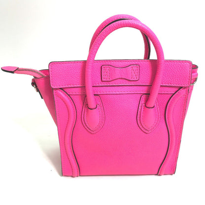 CELINE Handbag 189243 leather pink Tote Bag Bag Crossbody luggage nano shopper Women Used