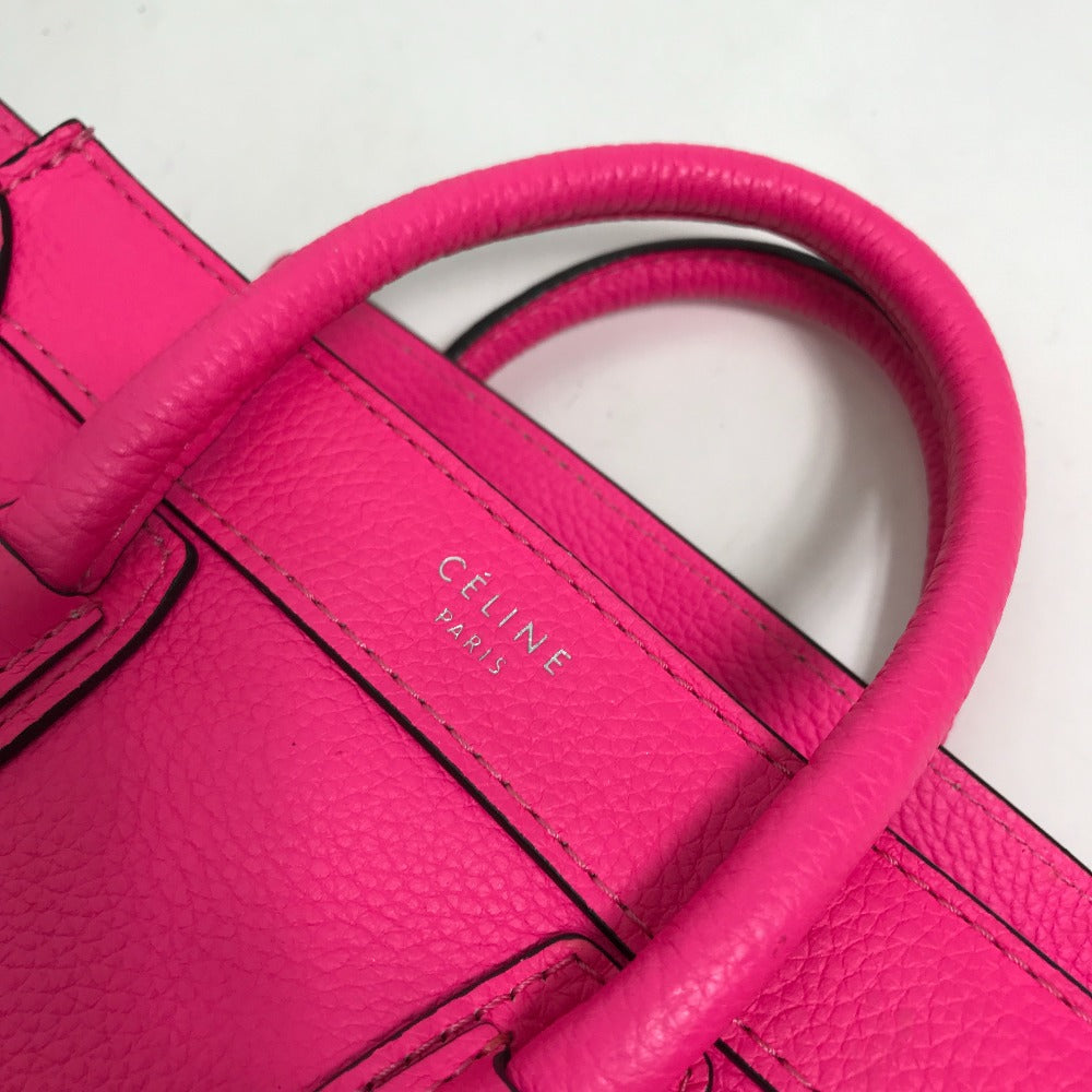 CELINE Handbag 189243 leather pink Tote Bag Bag Crossbody luggage nano shopper Women Used