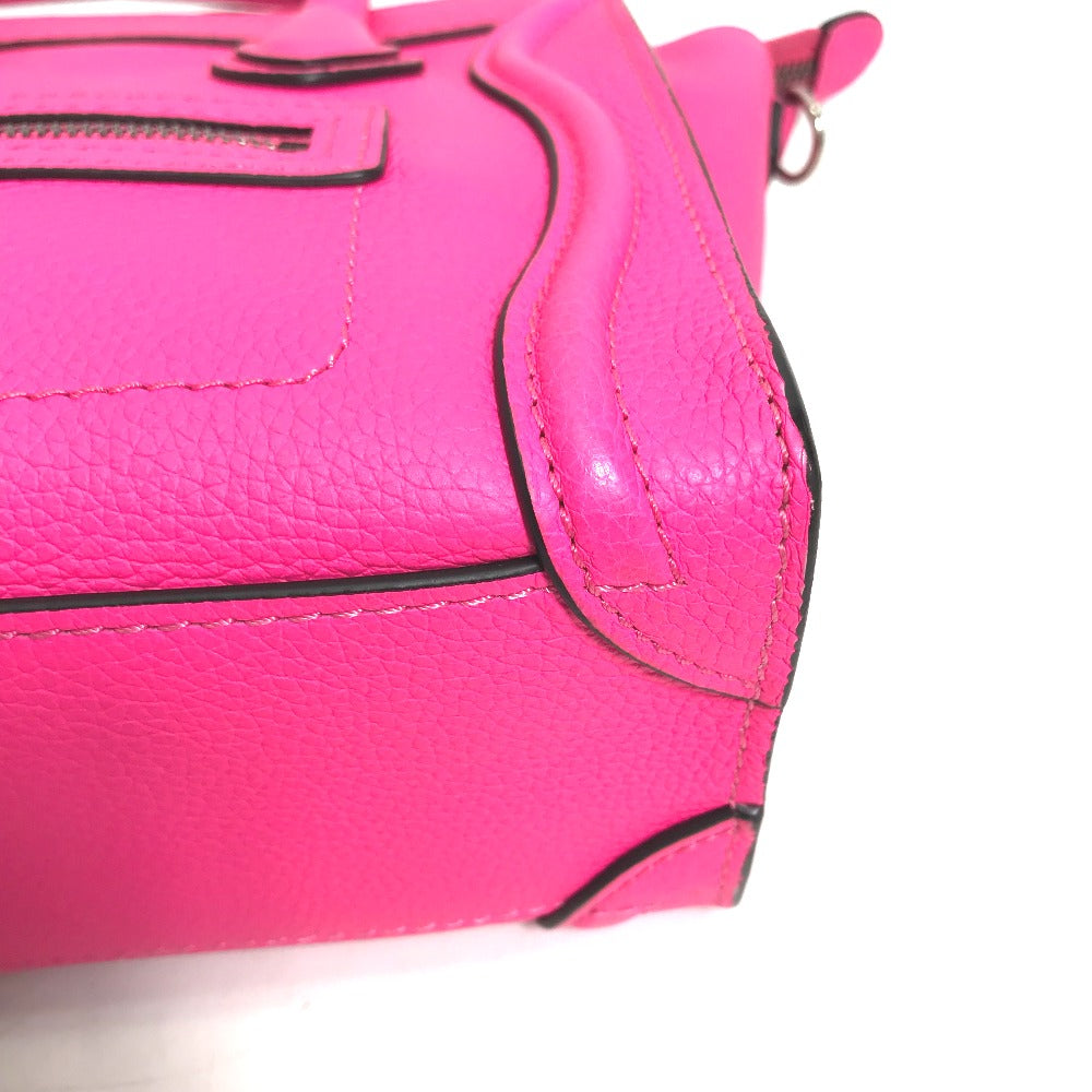 CELINE Handbag 189243 leather pink Tote Bag Bag Crossbody luggage nano shopper Women Used