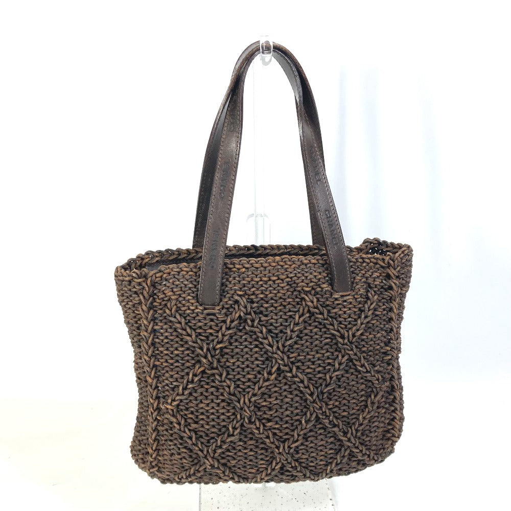 CHANEL Handbag leather Brown Tote Bag Braid Women Used