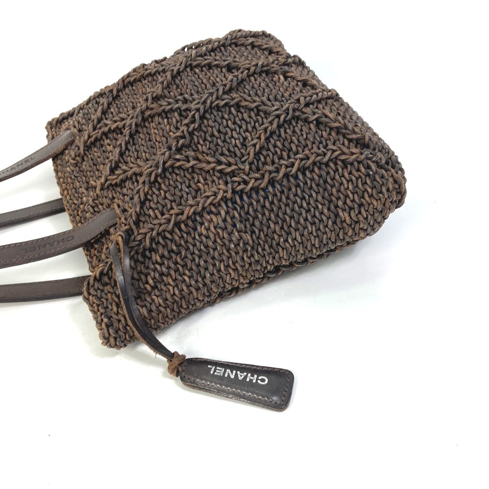 CHANEL Handbag leather Brown Tote Bag Braid Women Used