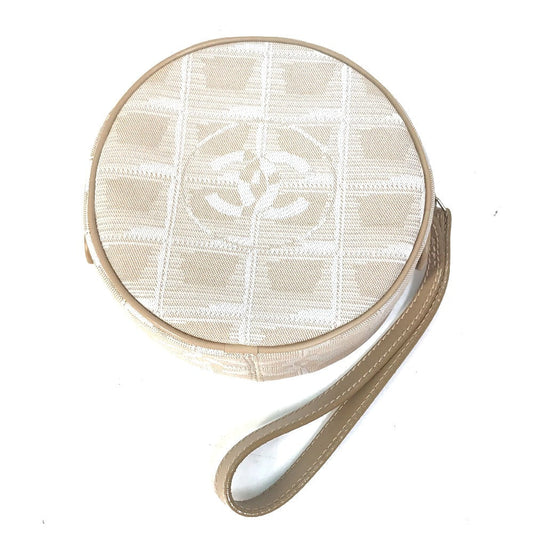 CHANEL Pouch A17682 canvas beige COCO Mark New travel line Women Used