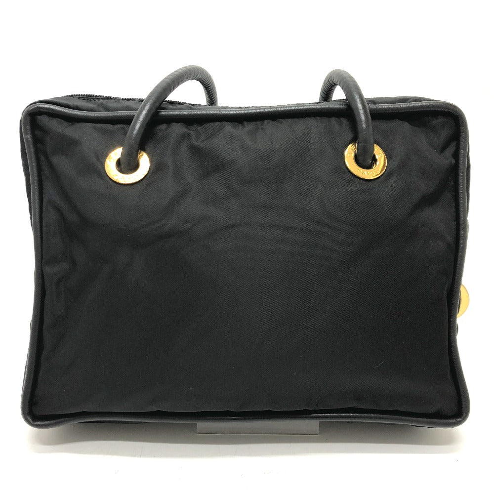 CELINE Shoulder Bag Nylon / leather black Circle logo vintage Women Used