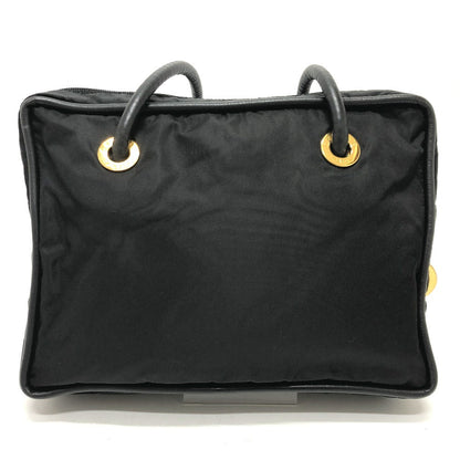 CELINE Shoulder Bag Nylon / leather black Circle logo vintage Women Used
